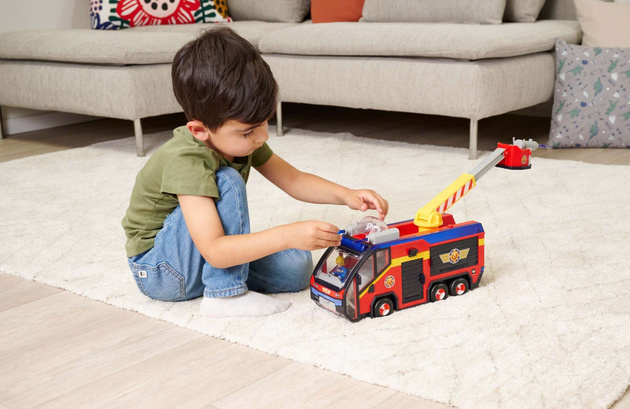 Feuerwehrmann Sam Set Großes Feuerwehrauto Jupiter interaktives Auto + 2 Figuren Licht Sound