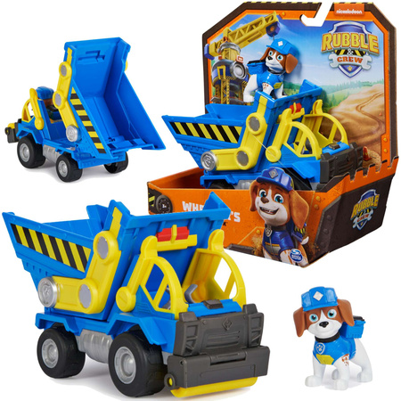 Paw Patrol Rubble und seine Crew Rubble&Crew Wheeler Baufahrzeug Blauer Kipplaster mit Figur 6cm