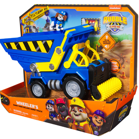 Paw Patrol Rubble und seine Crew Rubble&Crew Wheeler Baufahrzeug Blauer Kipplaster mit Figur 6cm