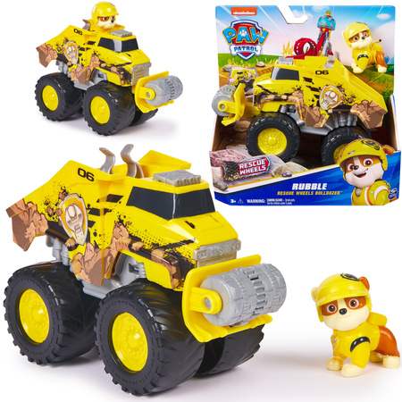 Paw Patrol Rescue Wheels Baufahrzeug mit Rubble Figur 6cm
