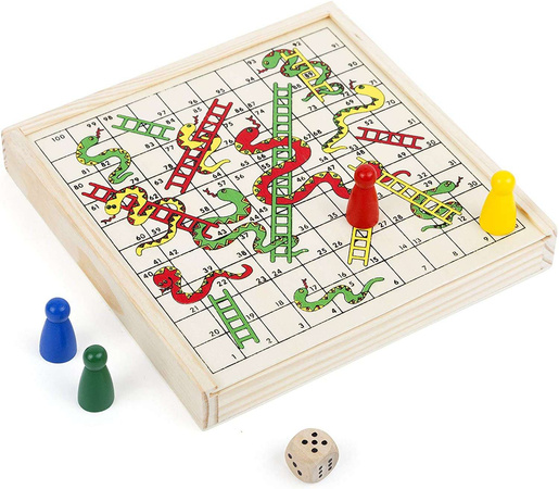 Small Foot 11211 Schlangen und Leitern Spiel aus Holz