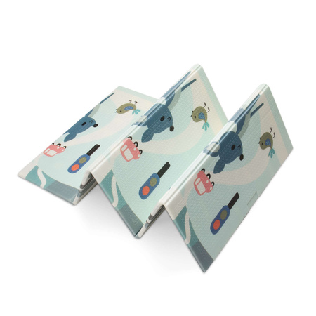 HUMBI Spielmatte Baby, Krabbelmatte, XPE Schaumstoff, Doppelseitig, Flatbar, Wasserdicht, Extra Größe, Teppich Babymatte, Rutschfest, 200x180x1 cm Pastellfarbene Straßenbäume, Hirsche, kontrastierende Bilder