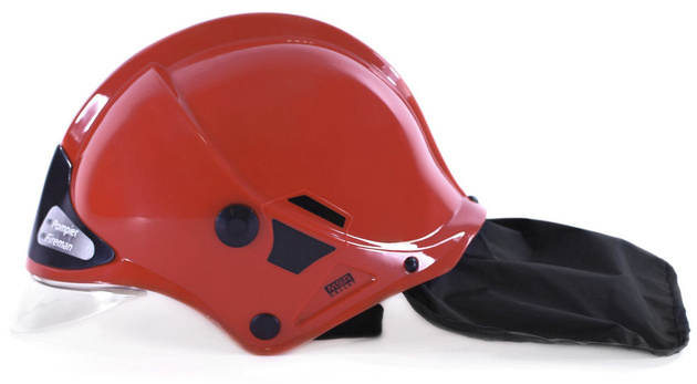 Klein Kask MSA Feuerwehrhelm mit abklappbarem Visier rot