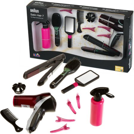 BRAUN Friseurset 7in1 für Kinder Haartrockner Klein Glätteisen + Clips