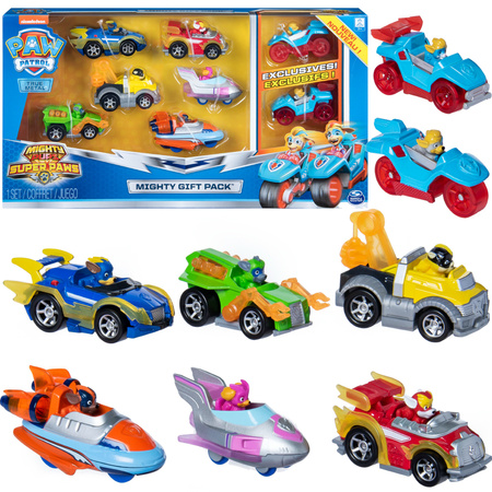 Paw Patrol Satz von 8 True Metal Mighty Pups Kosmopies Fahrzeuge