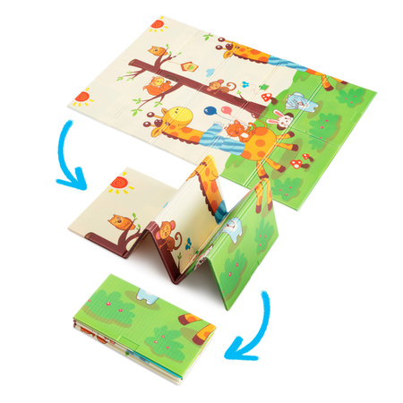 HUMBI Spielmatte Baby, Krabbelmatte, XPE Schaumstoff, Doppelseitig, Flatbar, Wasserdicht, Extra Größe, Teppich Babymatte, Rutschfest, 120x180 Giraffe Tiere