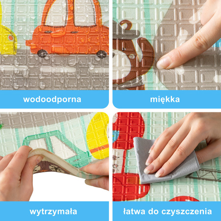 HUMBI Spielmatte Baby, Krabbelmatte, XPE Schaumstoff, Doppelseitig, Flatbar, Wasserdicht, Extra Größe, Teppich Babymatte, Rutschfest, 120x180 Wald-Straßen