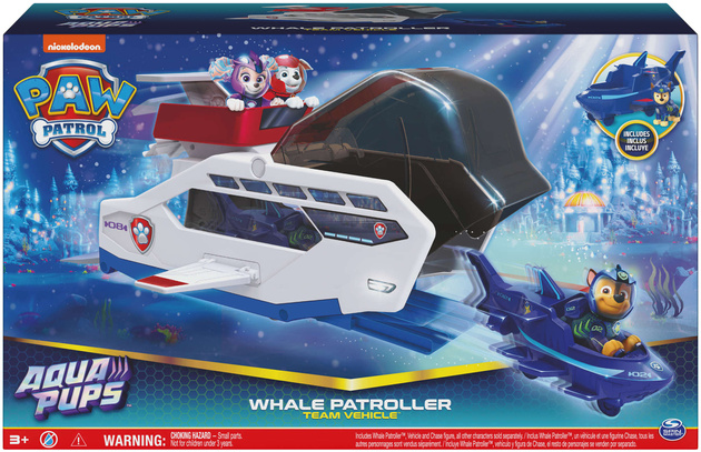 Paw Patrol Aqua Pups Wal-Wasser-Patrouillenboot + Chase-Figur, Fahrzeug