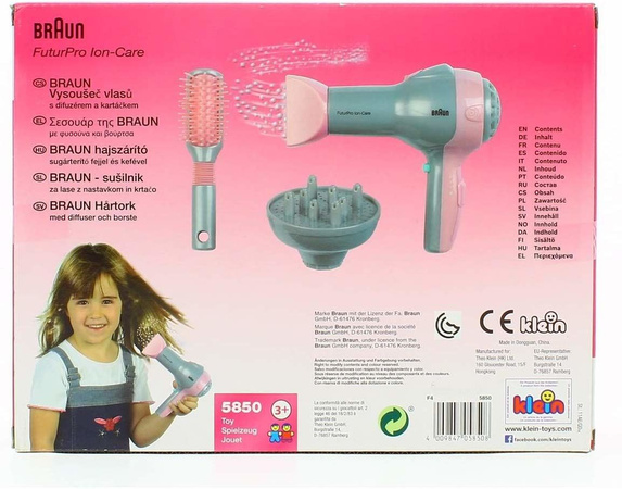 Braun Haartrockner mit Diffusor und Bürste für Kinder Klein