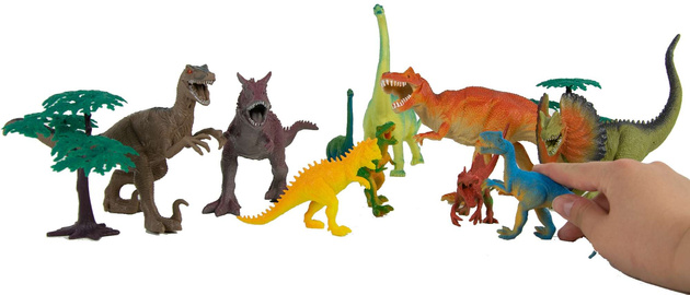 Set mit Dinosaurierfiguren + Zubehör 12 Stück