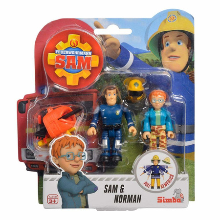 Simba Feuerwehrmann Sam, 2 Figuren Sam und Norman und Zubehör