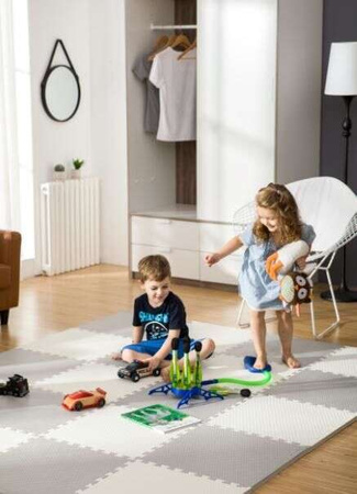 Humbi Schaumstoffbodenmatte 120x120 Großes wasserdichtes sicheres Schaumstoffpuzzle 4 Stück graphit, weiß