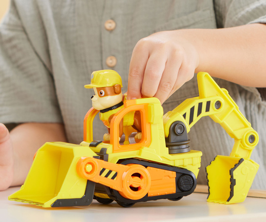 Paw Patrol Rubble und seine Crew Rubble&Crew Rubble Bagger Gelb Bulldozer Baufahrzeug mit Figur 6cm