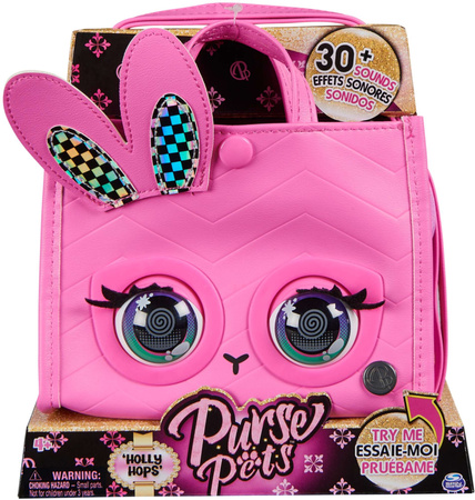 Purse Pets Small Pink Interaktive Hasentasche mit beweglichen Augen + Sound