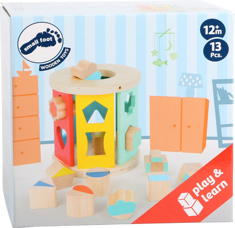 Kleiner hölzerner Lernwürfel-Sortierer mit Fuß