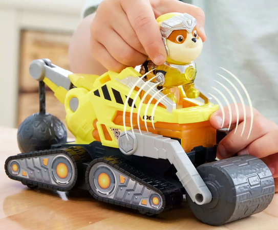 Paw Patrol The Movie 2 Set Figur Rubble Hund Fahrzeug gelb Cars Rollo Licht Sound