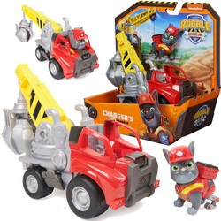 Paw Patrol Rubble Charger Baufahrzeug Roter Heppo Grabber mit Figur 6cm