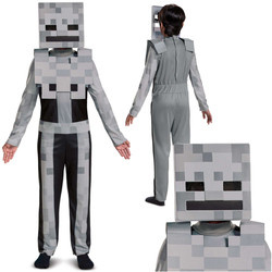 Minecraft Halloween Kostüm, Faschingskostüm Skelett Weiß Skelett 137-149 cm (10-12 Jahre)