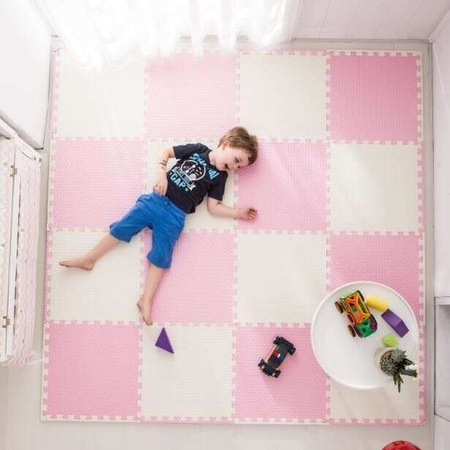 Humbi Schaumstoffmatte Puzzle 9 Stück rosa graphitgrau 180 x 180 x 1 cm