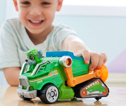 Paw Patrol The Mighty Kinofilm Großes Set Figur Rocky grünes Cars Recyclingfahrzeug Licht Sound