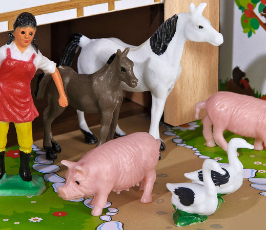 Großes Bauernhaus aus Holz + Tierfiguren 23 Stück