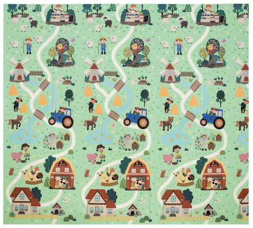 HUMBI Spielmatte Baby, Krabbelmatte, XPE Schaumstoff, Doppelseitig, Flatbar, Wasserdicht, Extra Größe, Teppich Babymatte, Rutschfest, 180x200 cm, Dorf und Wald