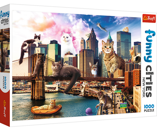 Puzzle Katzen in New York Lustige Städte 1000 Elemente Trefl