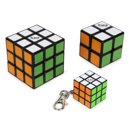 3W1 Set Original klassisches Rubik's Cube Puzzle Spielzeug Mini-Würfelpuzzle Schlüsselanhänger Rubik's (2 Würfel + Schlüsselanhänger)