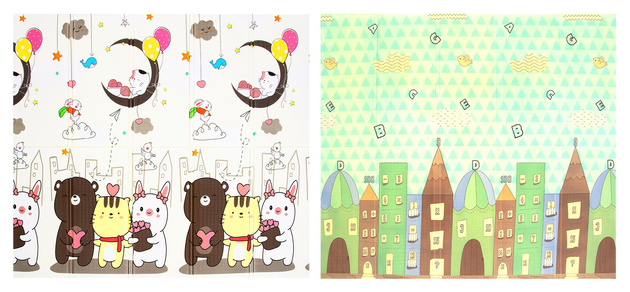 HUMBI Kinder Baby Spielmatte Krabbelmatte XPE Schaumstoff Doppelseitig Bildung