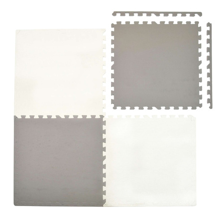 Humbi Schaumstoffbodenmatte 120x120 Großes wasserdichtes sicheres Schaumstoffpuzzle 4 Stück graphit, weiß