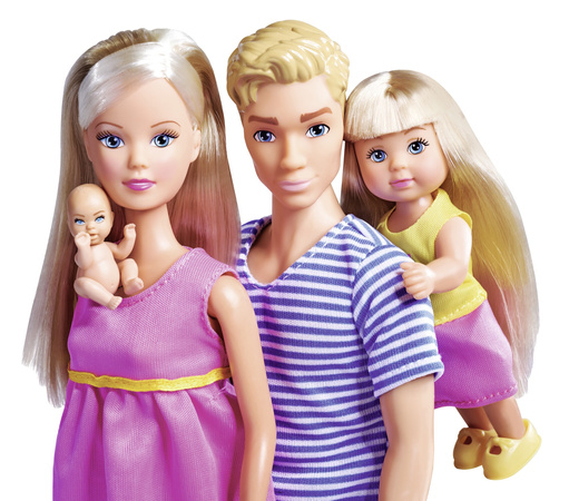 Simba Puppe Steffi schwangere glückliche Familie Kevin Evi