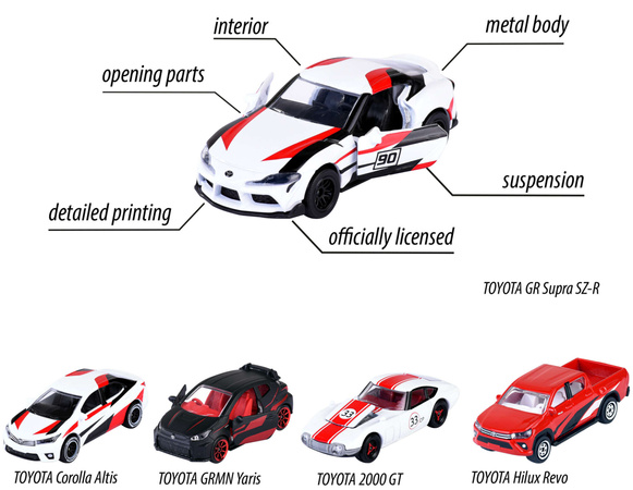 Satz von 5 Fahrzeugen Toyota Racing Supra Corolla GT Sportwagen