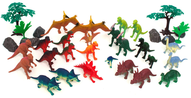 Savage set Wilder Satz von Dinosaurierfiguren in einem Behälter 40 Stück