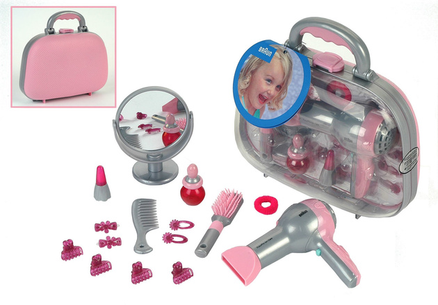 Braun Friseurkoffer für Kinder Klein