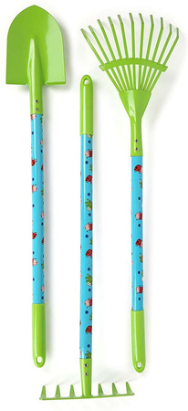 Großes Gartenset mit Schubkarre und grünen Werkzeugen für Kinder zur Gartenarbeit