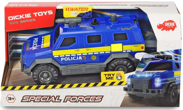 SOS-Polizeifahrzeug Spezialkräfte mit Licht-/Schallkanister