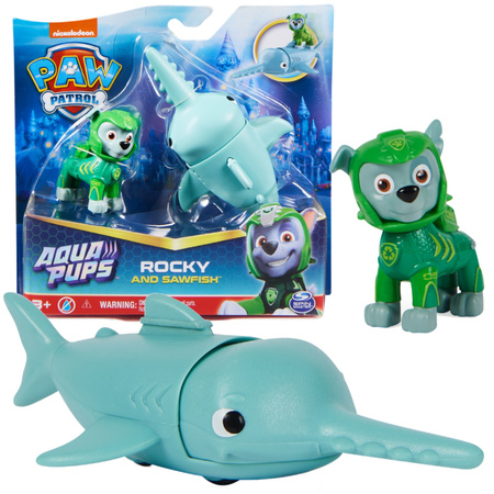 Spin Master Paw Patrol Aqua Pups Hammerfisch-Fahrzeugset mit Rubble-Figur