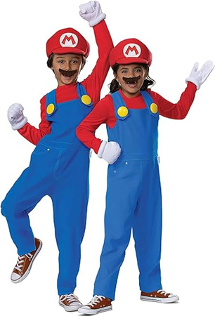 Super Mario 2W1 rote Kostüme, Karnevalskostüme Verkleidung Mario 127-136 cm 7-8 Jahre alt