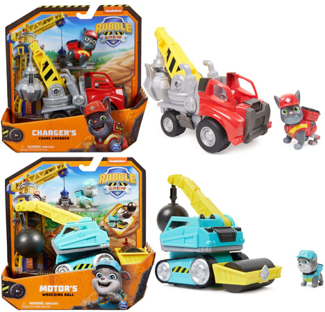 Paw Patrol Rubble Charger Baufahrzeug Roter Heppo Grabber mit Figur 6cm