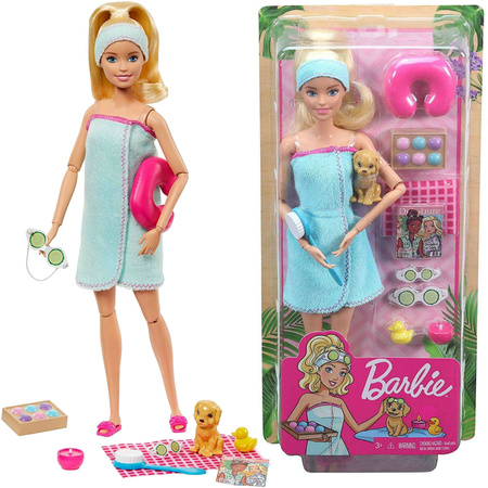 Puppe Barbie Spa-Entspannungsset + Hundefigur + Zubehör