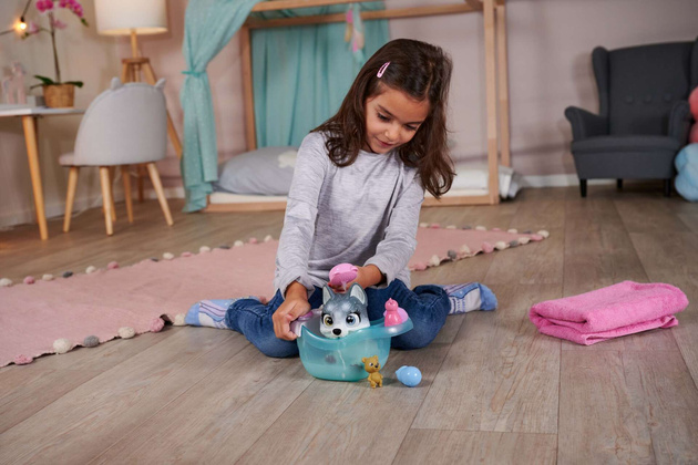 Pamper Petz interaktives Husky-Hundeset mit Wanne + Zubehör