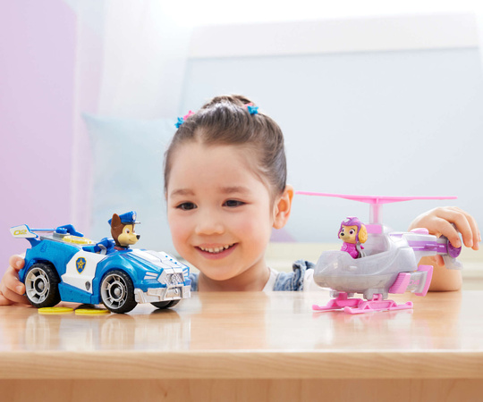 Paw Patrol The Mighty Kinofilm Großes Kinofilm Fahrzeuge Set Hundefiguren Skye Chase 2er Pack Polizeiwagen Hubschrauber