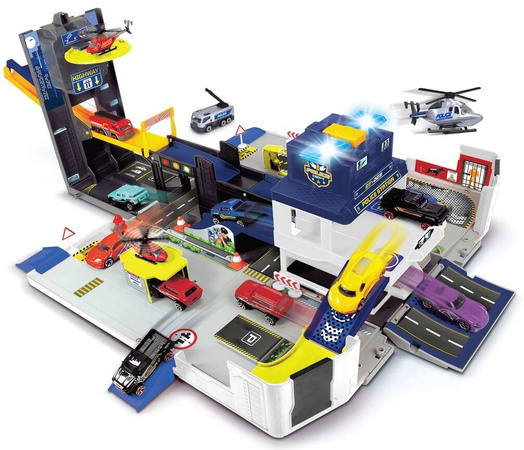 Großes Polizeiwagen-Transporter-Set mit Licht und Sound + Fahrzeuge