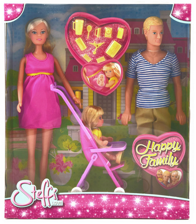 Simba Puppe Steffi schwangere glückliche Familie Kevin Evi