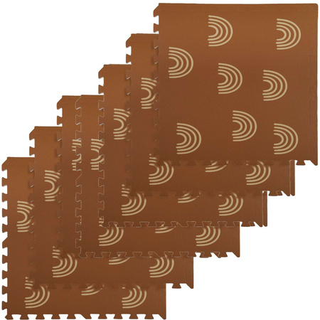 Humbi Schaumstoffbodenmatte 180x180 Großes wasserdichtes sicheres Schaumstoffpuzzle 9 Stück braune Bögen Regenbogen