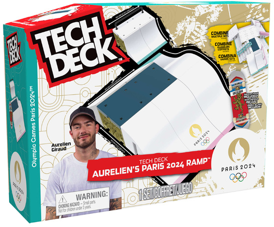 Tech Deck Griffbrett-Set Aurelien's Ramp + farbiges Sammelskateboard Paris 2024