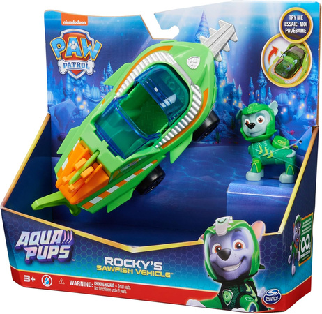 Paw Patrol 2in1 Rocky Sawfish Aqua Pups Unterwasserfahrzeug-Set + Figur