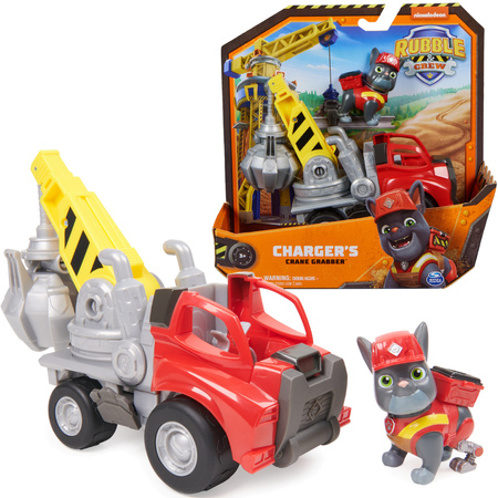 Paw Patrol Rubble Charger Baufahrzeug Roter Heppo Grabber mit Figur 6cm