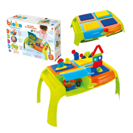 Toy Lightweight Constructor's Table mit bunten Bloko-Blöcken 37 Teile