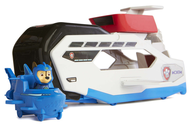 Paw Patrol Aqua Pups Wal-Wasser-Patrouillenboot + Chase-Figur, Fahrzeug